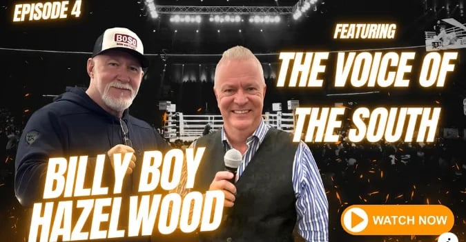 Episode 4 featuring Billy Boy Hazelwood and The Voice of the South with Watch Now button on dark background